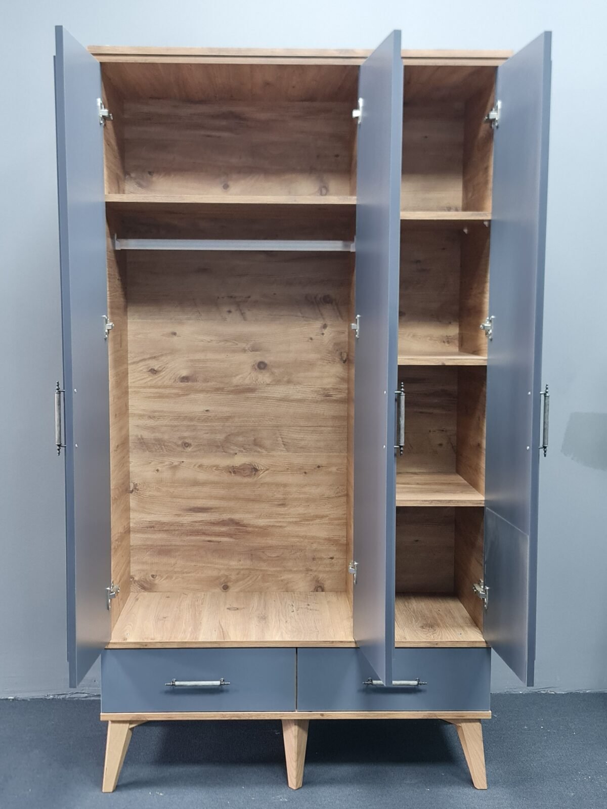 MEGA 3 KAPAKLI ANTRASİT GARDIROP - Görsel 2