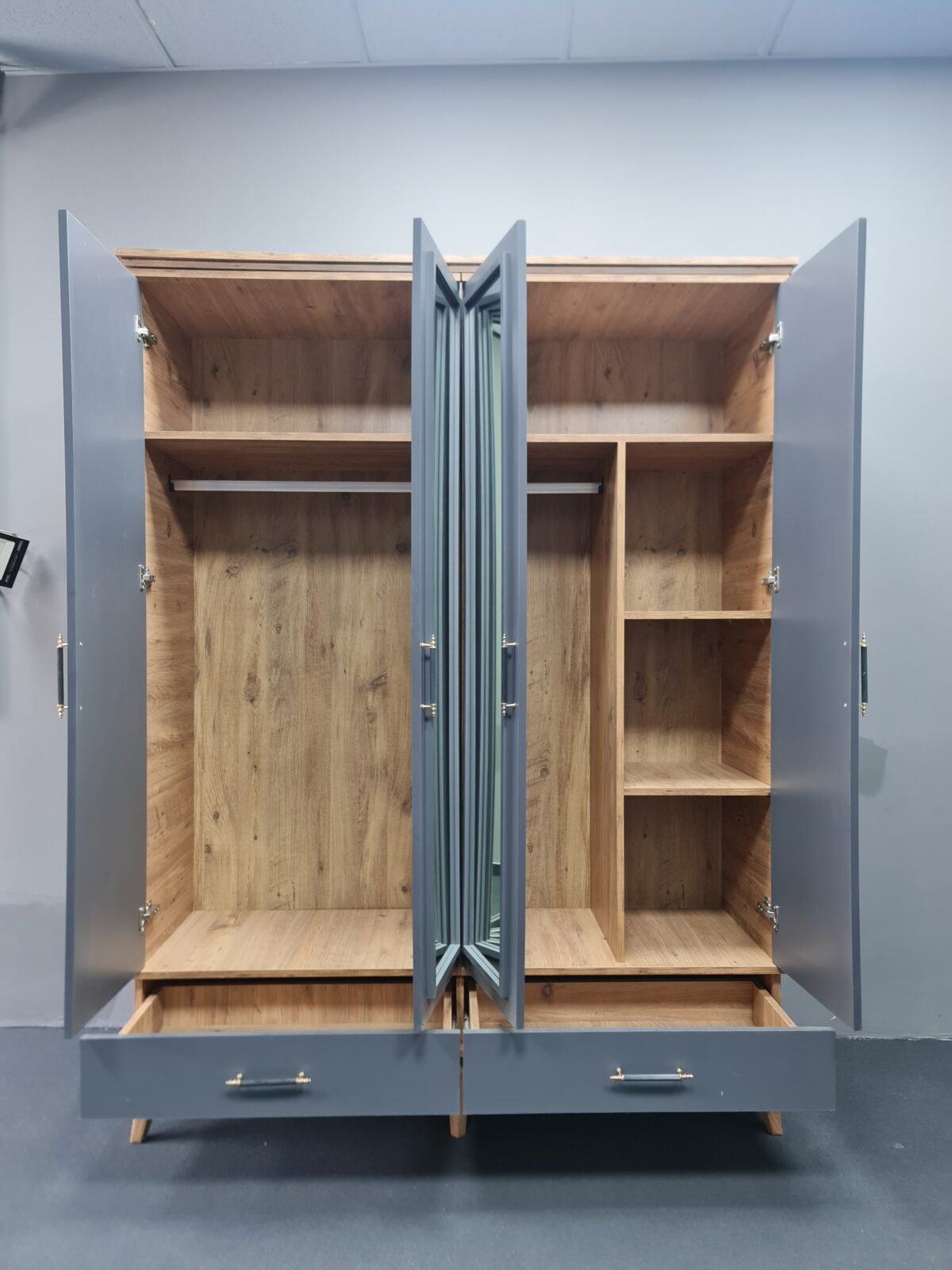 MEGA 4 KAPAKLI ANTRASİT GARDIROP - Görsel 4