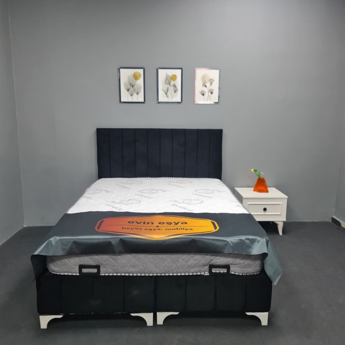 MAYA SİYAH 150X200 YATAK BAZA BAŞLIK - Görsel 1