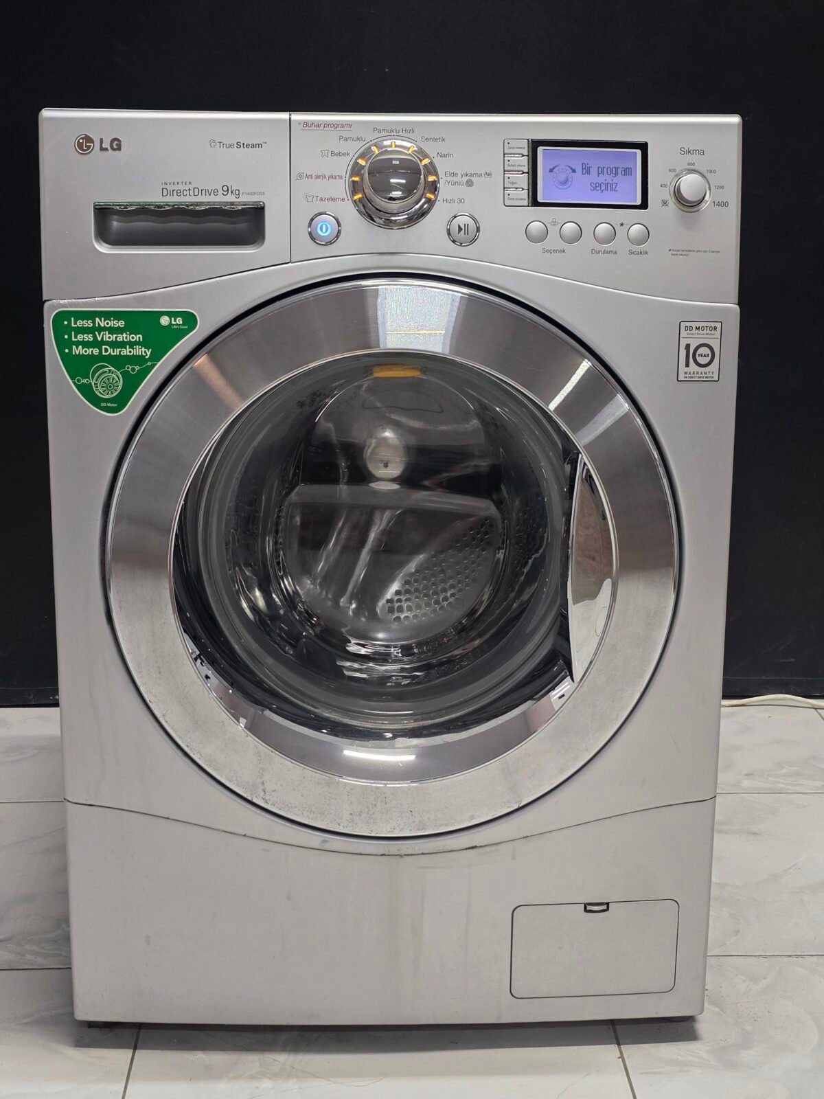 LG A+++ GRİ 9 KG 1400 DEVİR - Görsel 1