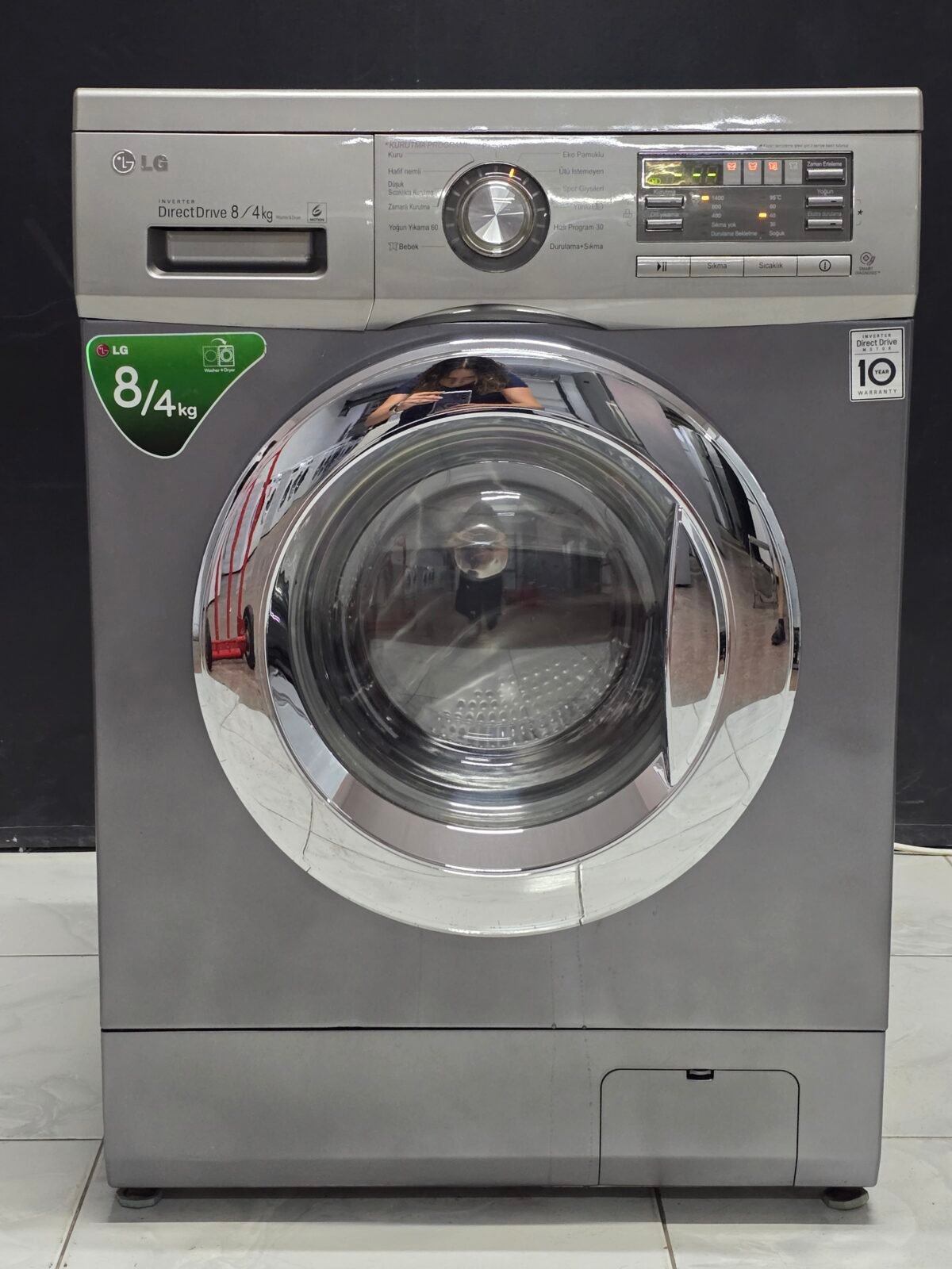 LG A++ INOX 8 KG 1400 DEVİR-4 KG KURUTMA - Görsel 1