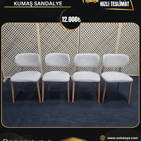 4 ADET BOHEM PUFFY KUMAŞ AHŞAP SANDALYE