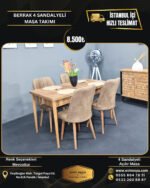 BERRAK 4 KİŞİLİK KAHVERENGİ AÇILIR MASA