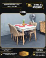 BERRAK 4 KİŞİLİK GRANİT DESEN AÇILIR MASA TAKIMI