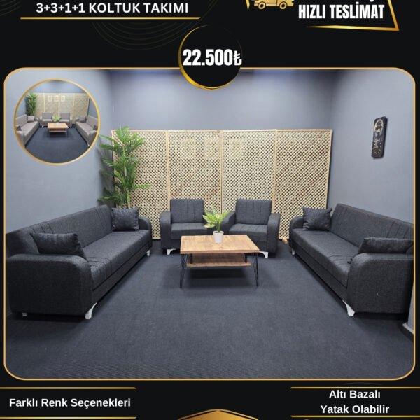 ZEYNEP ANTRASİT 3+3+1+1 KOLTUK TAKIMI