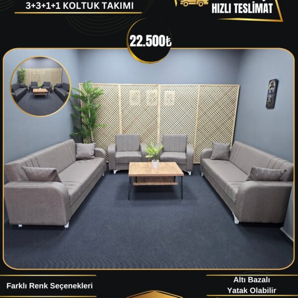 ZEYNEP KAHVERENGİ 3+3+1+1 KOLTUK TAKIMI