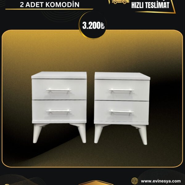 SİTİL WHITE 2 ADET KOMODİN