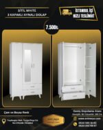 SİTİL WHITE 3 KAPAKLI AYNALI DOLAP
