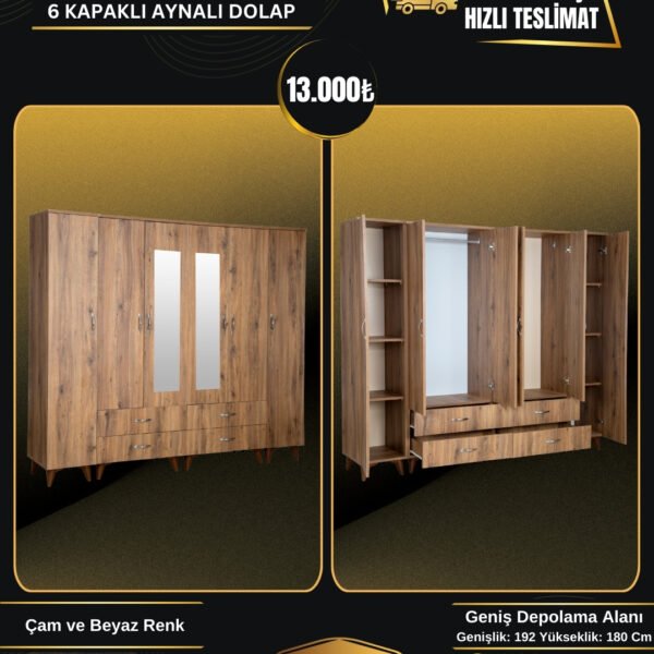 SİTİL ATLANTIC 6 KAPAKLI AYNALI DOLAP