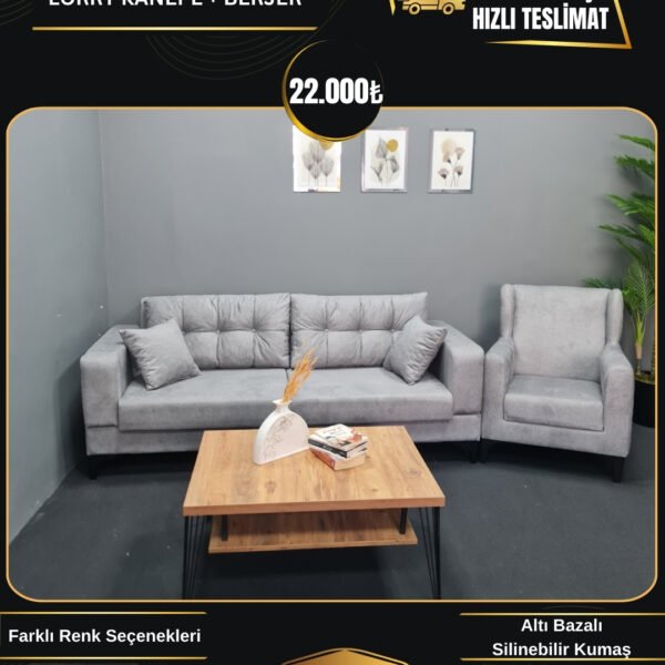 LORRY GRİ KANEPE VE BERJER