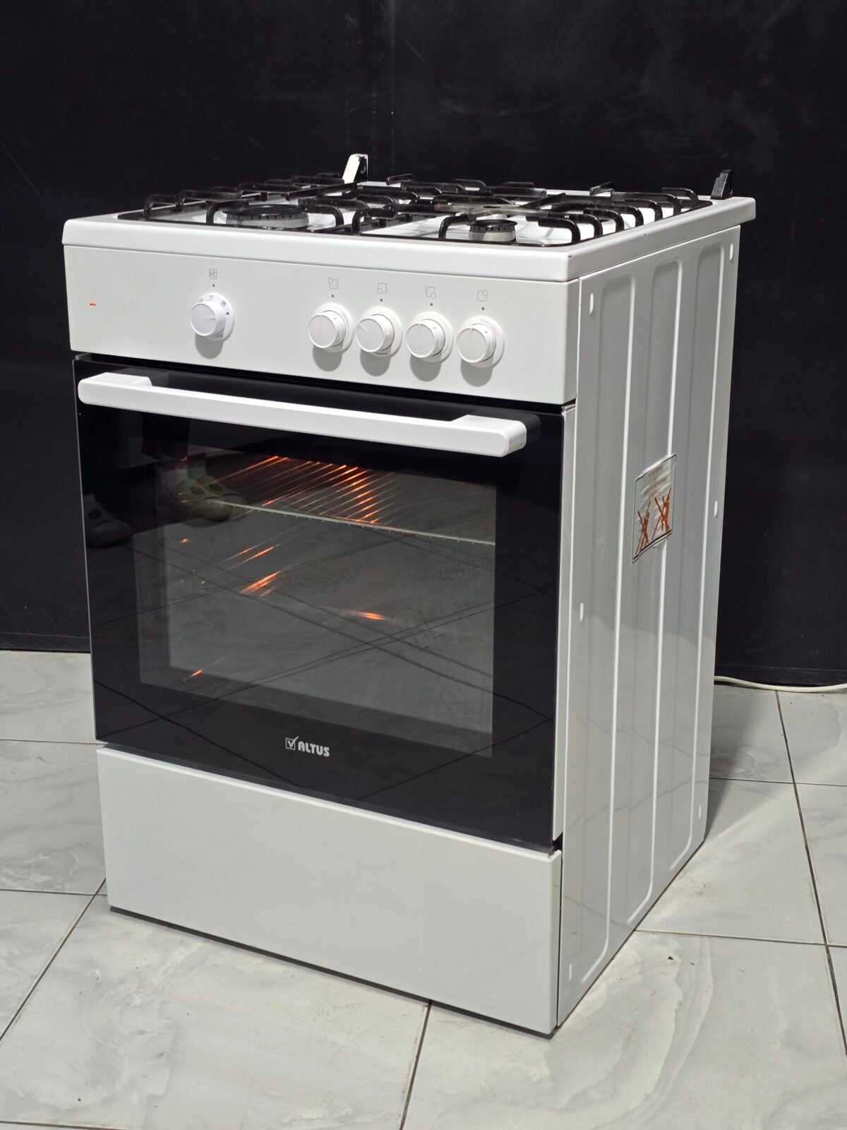 Altus Tam Boy Çakmaklı Gaz Emniyetli Ocaklı Fırın - Görsel 4