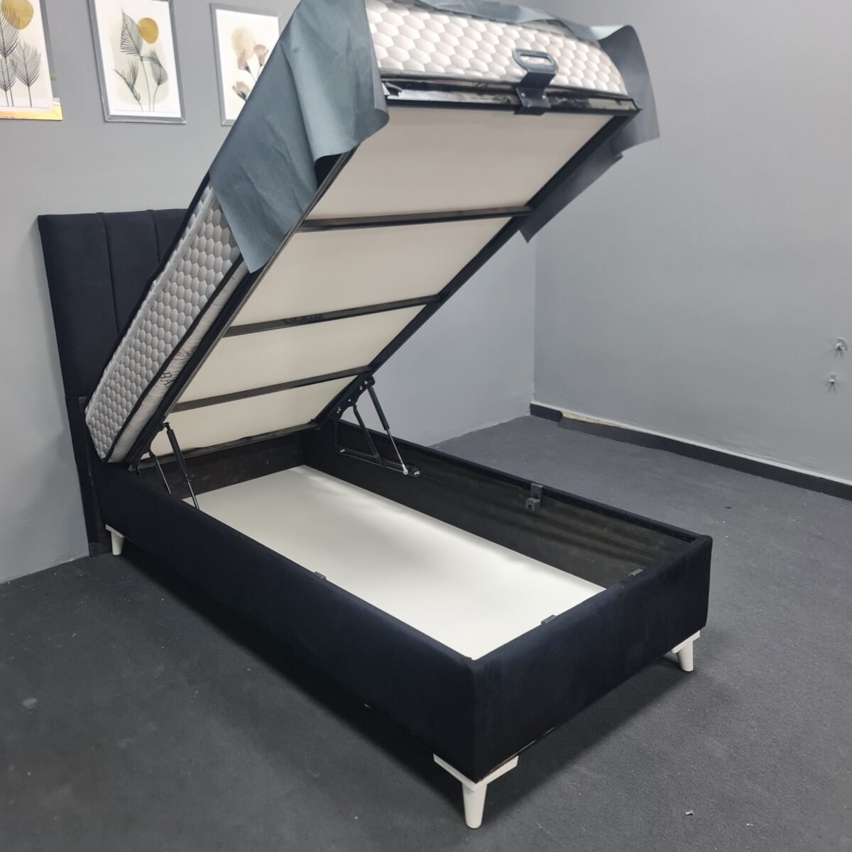 MAYA SİYAH 90X190 YATAK BAZA BAŞLIK - Görsel 3