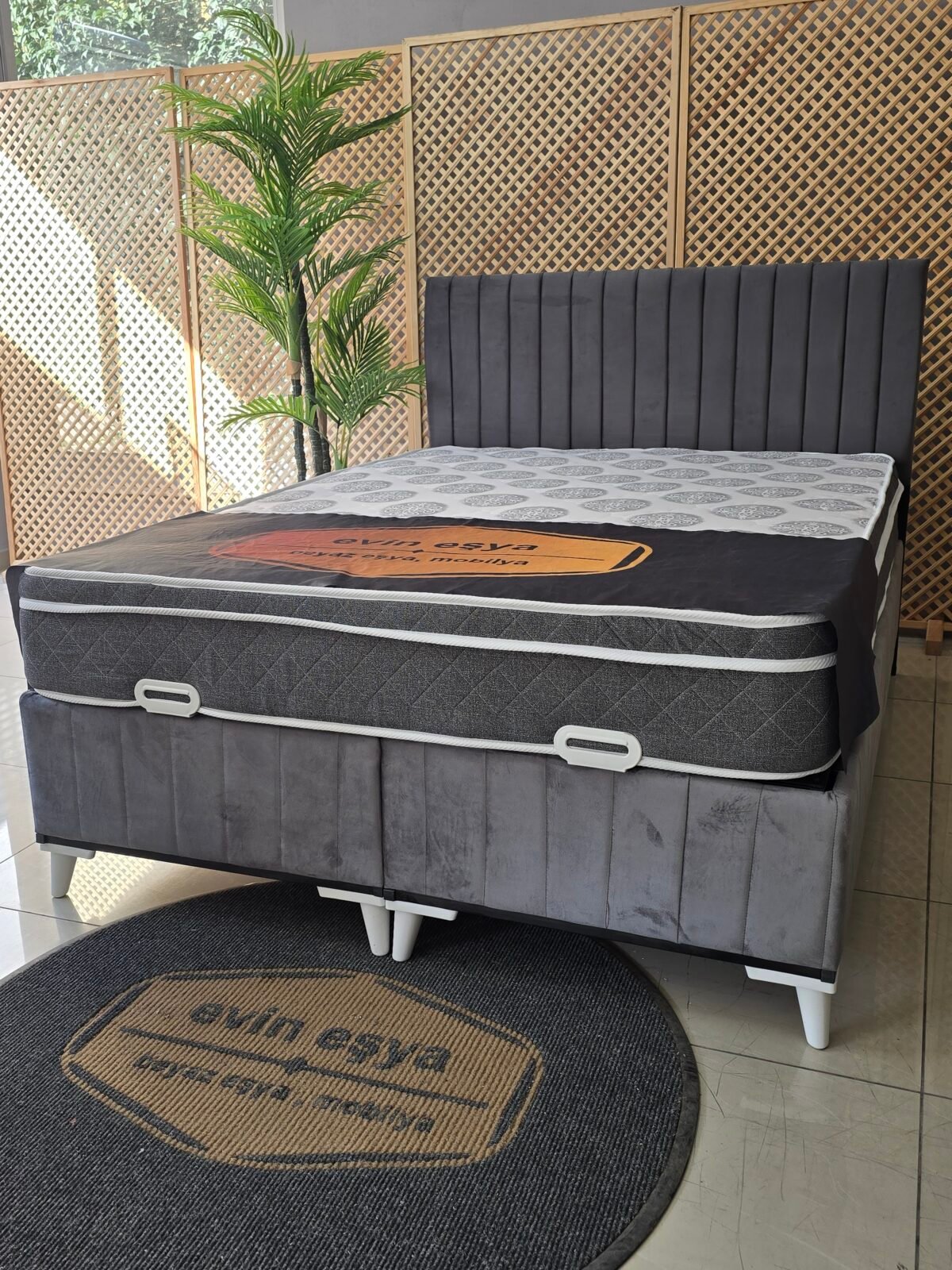 LUNA GRİ 160-200 YATAK BAZA BAŞLIK SETİ - Görsel 2