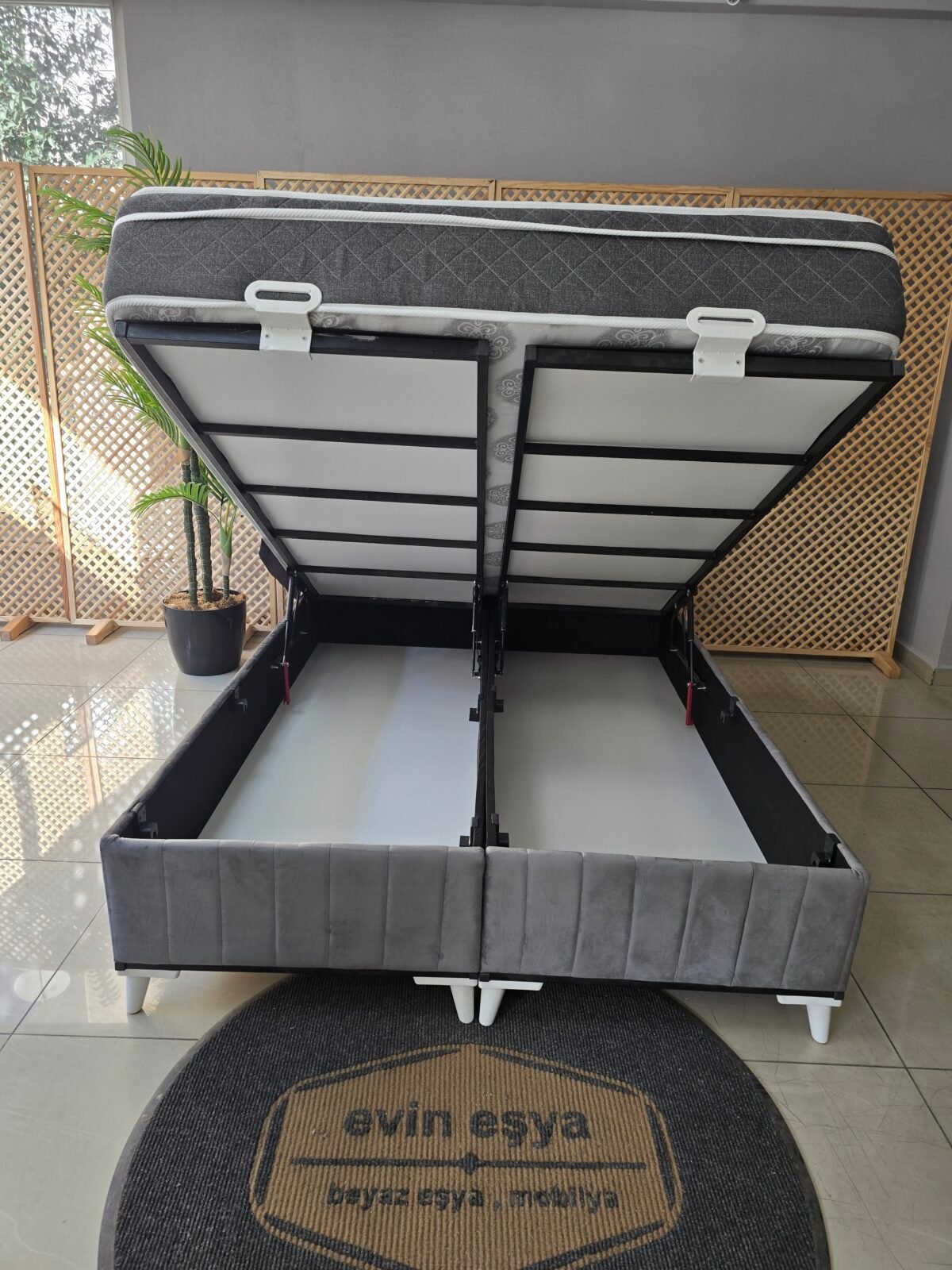 LUNA GRİ 160-200 YATAK BAZA BAŞLIK SETİ - Görsel 3