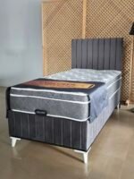 LUNA GRİ 90-190 YATAK BAZA BAŞLIK SETİ - Görsel 2