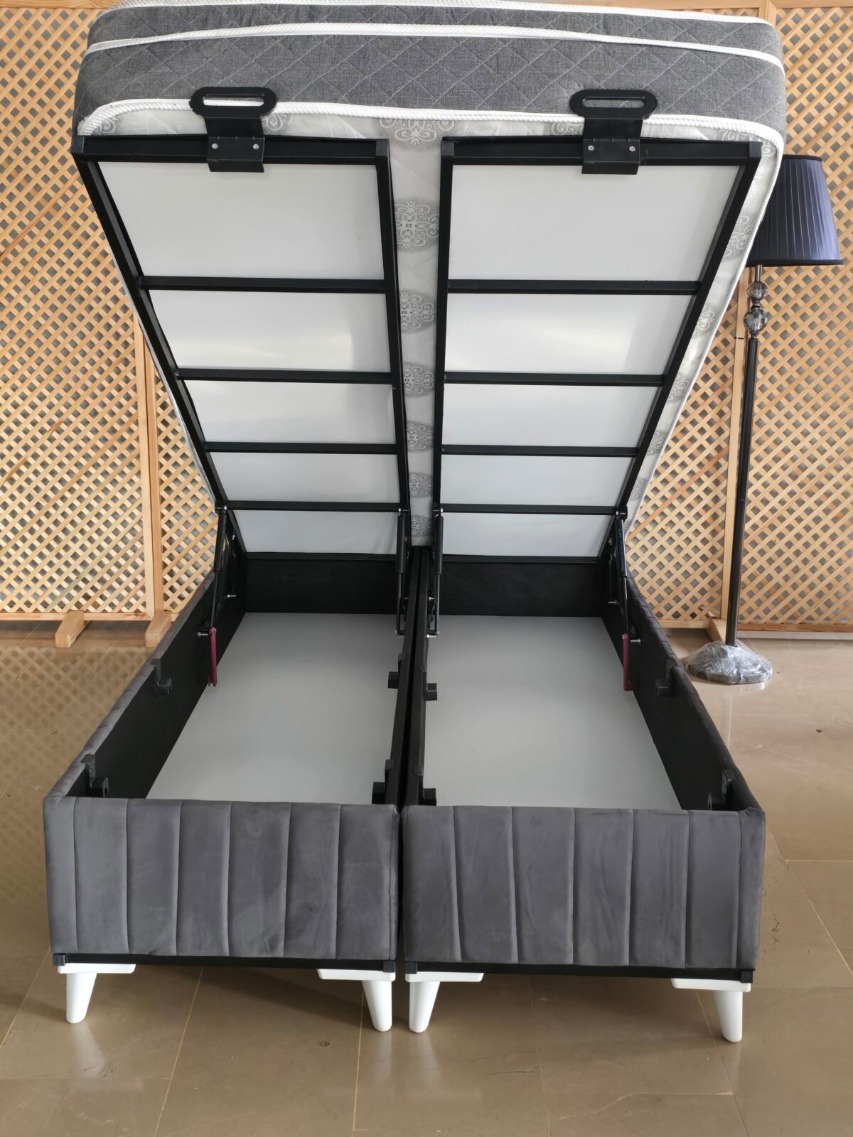 LUNA GRİ 120-200 YATAK BAZA BAŞLIK SETİ - Görsel 3