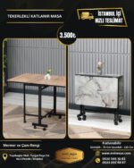 TEKERLEKLİ KATLANIR MASA