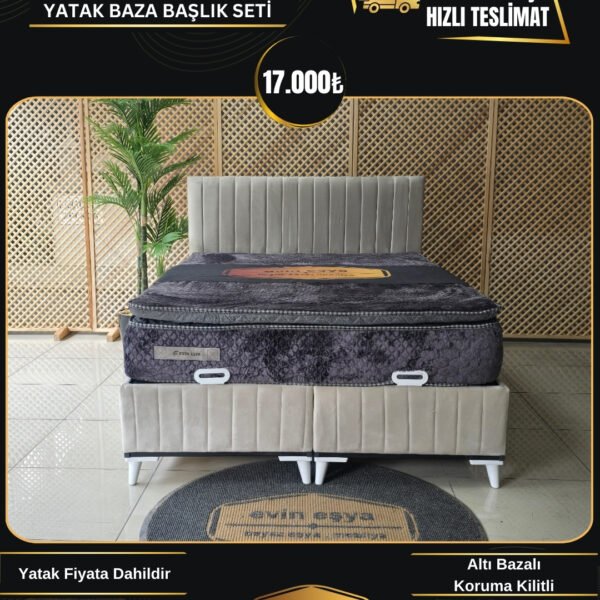EVİN KREM 160-200 YATAK BAZA BAŞLIK SETİ