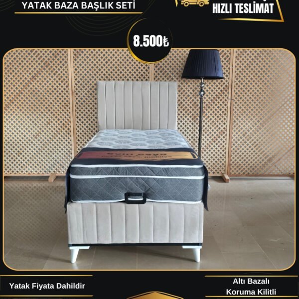 LUNA KREM 90-190 YATAK BAZA BAŞLIK SETİ