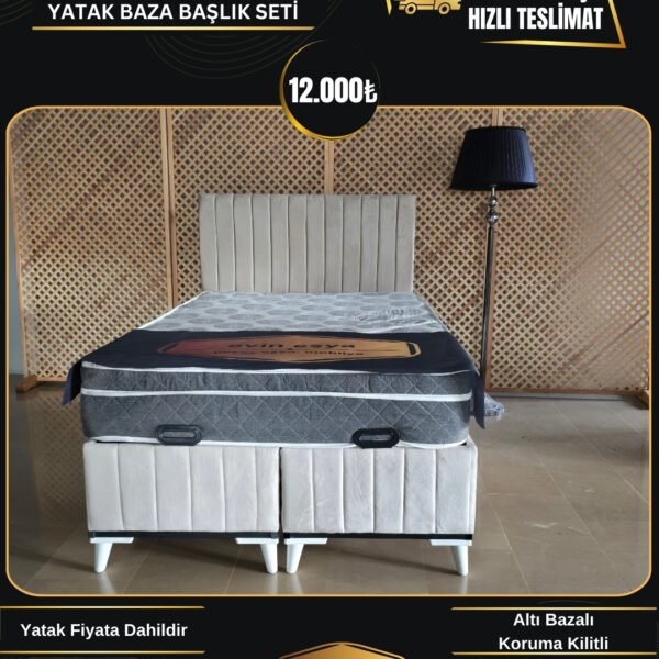 LUNA KREM 120-200 YATAK BAZA BAŞLIK SETİ