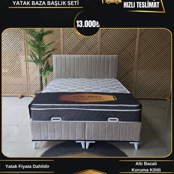 LUNA KREM 150-200 YATAK BAZA BAŞLIK SETİ