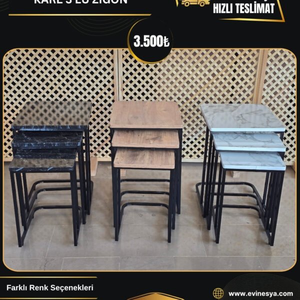 KARE 3 LÜ ZİGON SEHPA