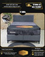 EVİN GRİ 160-200 YATAK BAZA BAŞLIK SETİ