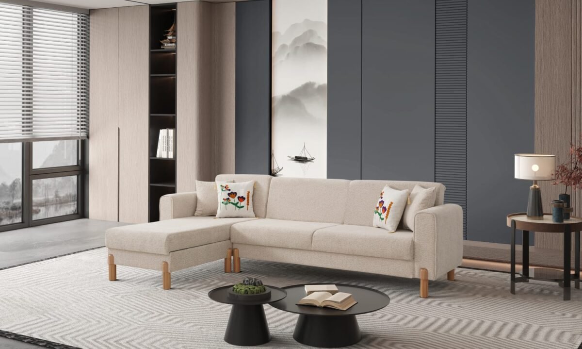 BOHEM PUFFY KUMAŞ KREM KÖŞE KOLTUK - Görsel 2