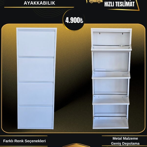 METAL BEYAZ 4 BÖLMELİ AYAKKABILIK