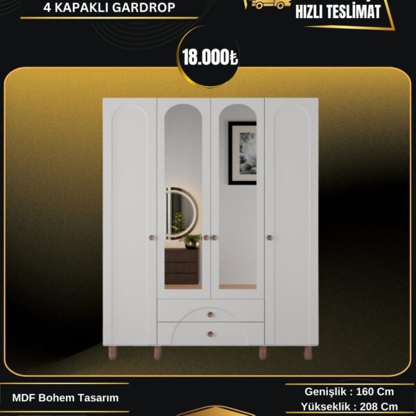 BOHEM MDF 4 KAPAKLI GARDIROP