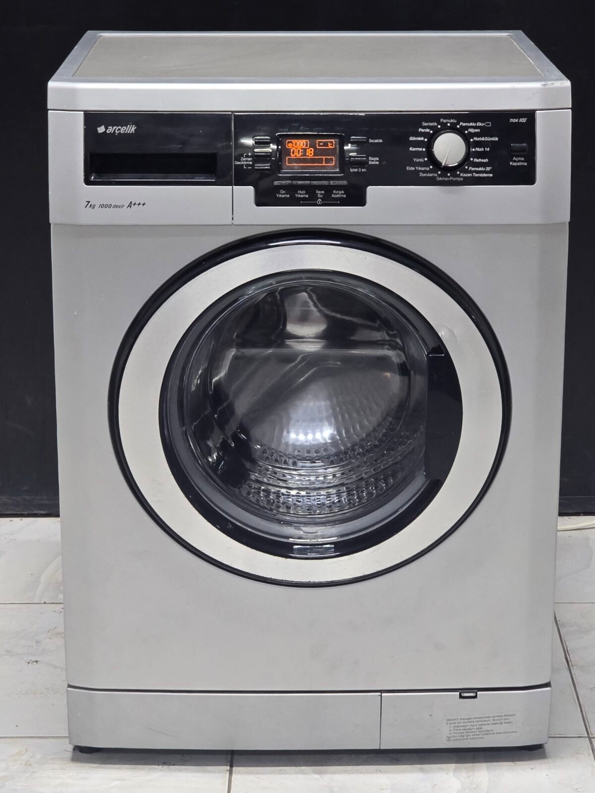 ARÇELİK A+++ GRİ 7 KG 1000 DEVİR ÇAMAŞIR MAKİNESİ - Görsel 1