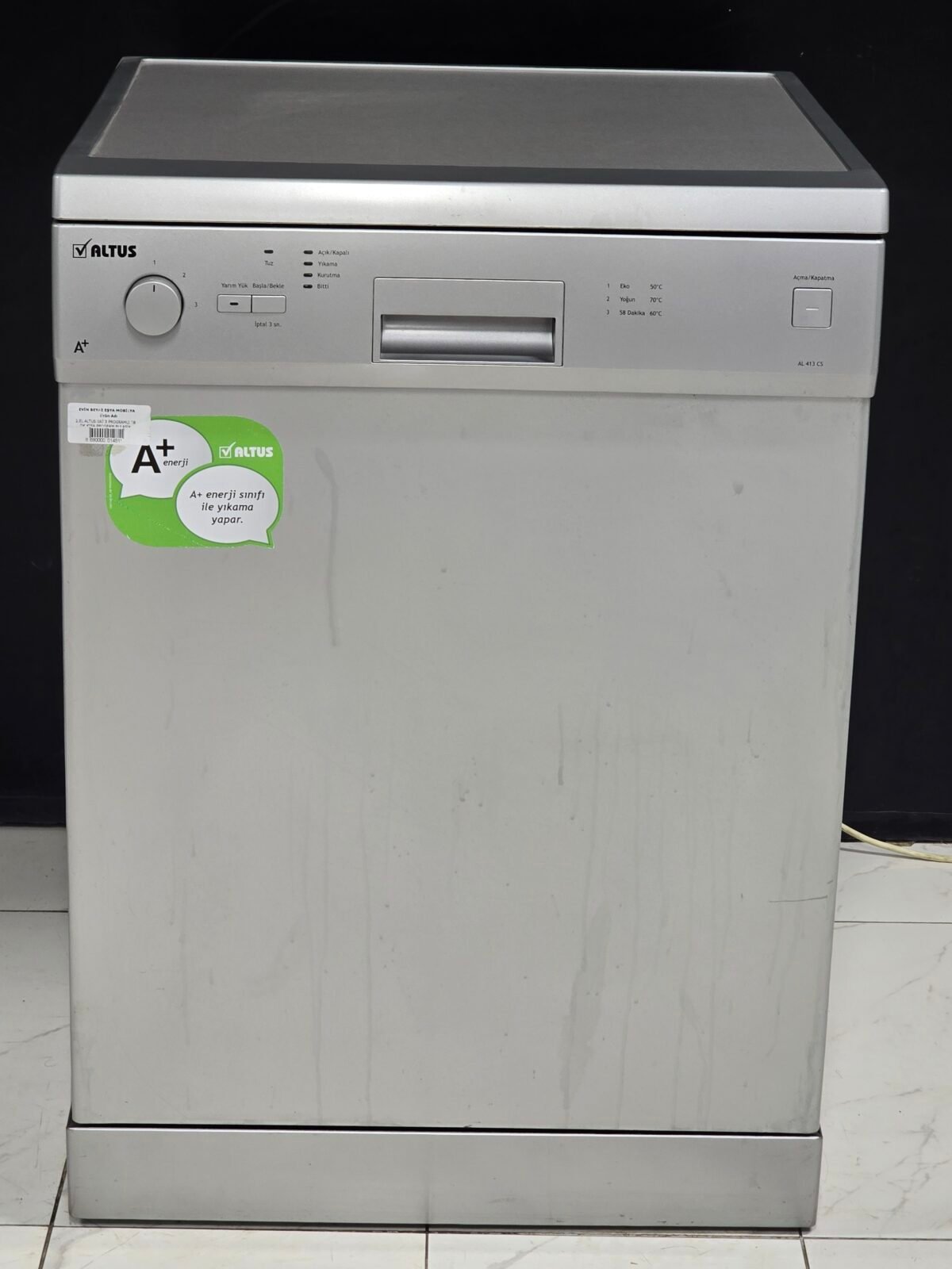 ALTUS A+ GRİ 3 PROGRAMLI BULAŞIK MAKİNESİ - Görsel 1